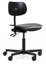 S 197 R20, Without armrests, Black stained beech, Matt black powder-coated, Standard castors black for hard floor