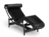 Cassina - 4 Chaise longue à reglage continu, Matt black lacqured, Leather black