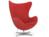 Fritz Hansen - Egg Chair, Hallingdal 65, 674 - Red, Satin polished aluminium, Without footstool