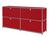 USM Haller - USM Haller Sideboard L, Customisable, USM ruby red, With 2 drop-down doors, With 2 drop-down doors