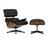 Vitra - Lounge Chair & Ottoman, Walnut with black pigmentation, Leather Premium F nero, 89 cm, Aluminium polished, sides black