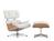 Vitra - Lounge Chair & Ottoman, Walnut with white pigmentation, Leather Premium F snow, 89 cm, Aluminium polished