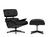 Vitra - Lounge Chair & Ottoman, Black varnished ash, Leather Premium F nero, 89 cm, Black powdercoated