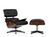 Vitra - Lounge Chair & Ottoman, Santos Palisander, Leather Premium F nero, 89 cm, Aluminium polished, sides black