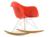 Vitra - Eames Plastic Armchair RE RAR with Upholstery, Poppy Red, With seat upholstery, Coral / poppy red , Without border welting, Chrome/yellowish maple