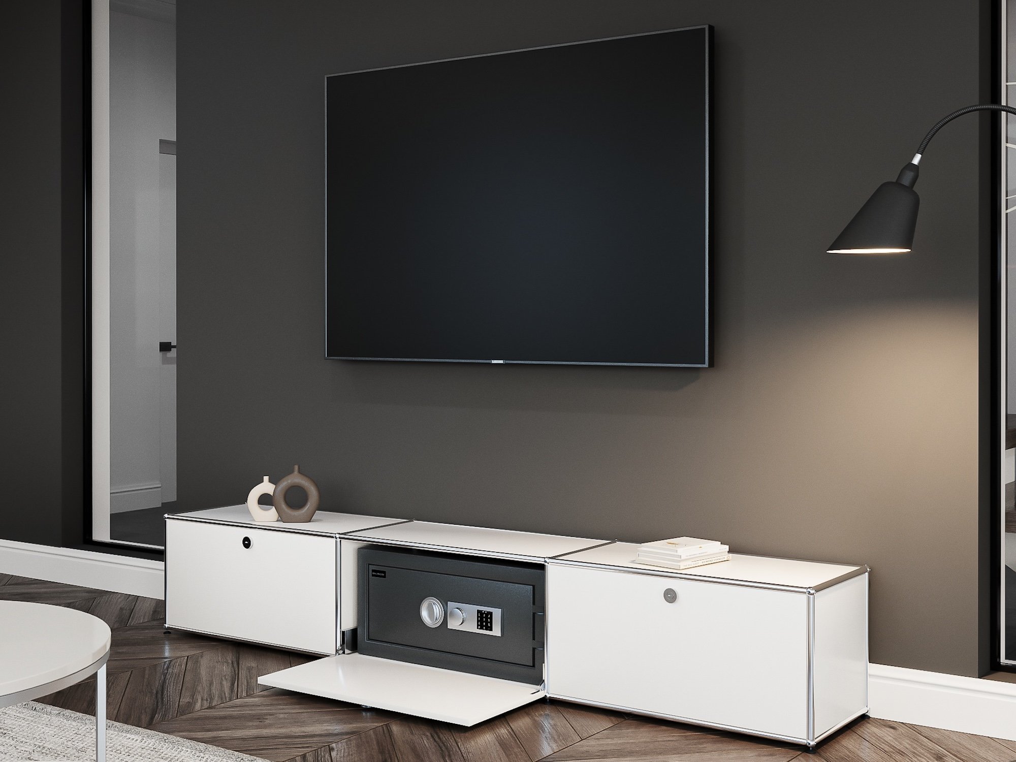 USM Haller Lowboard XL online bestellen Balzsafe Connect Tresor für USM Haller Regale von Balzwerk