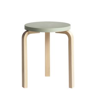 Stool 60 Seat lacquered green, Legs birch clear varnished