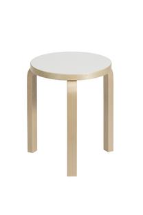 Stool 60 Seat white laminate, Legs birch clear varnished