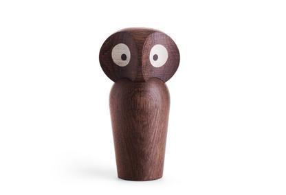 Owl Large (H 17 cm)|Smoked oak