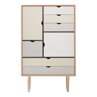 S5 Drawer Soaped oak|Silver-white/Beige/Metalgrey