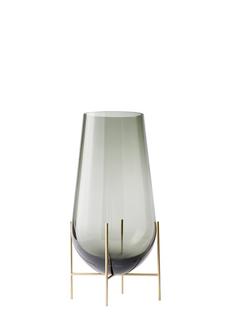 Échasse Vase Small (H 28 cm, Ø 15/10 cm)|Smoke / Brushed Brass