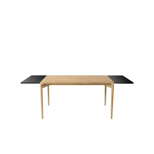 PURE Dining Table 140 x 85 cm|White oiled oak|With 2 black MDF extension boards (L 140-240 cm)