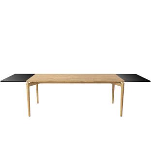 PURE Dining Table 190 x 85 cm|White oiled oak|With 2 black MDF extension boards (L 190-290 cm)