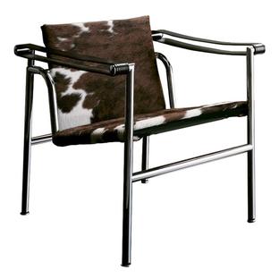1 Fauteuil dossier basculant Chrome-plated|Spotted hide black-white-brown