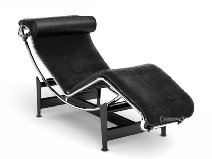 4 Chaise longue à reglage continu Chrome-plated|Black hide