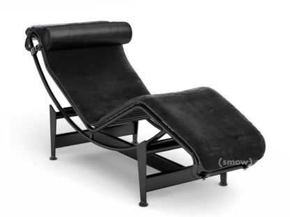 4 Chaise longue à reglage continu Matt black lacqured|Black hide