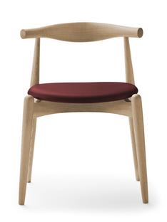 CH20 Elbow Chair White oiled oak|Leather burgundy
