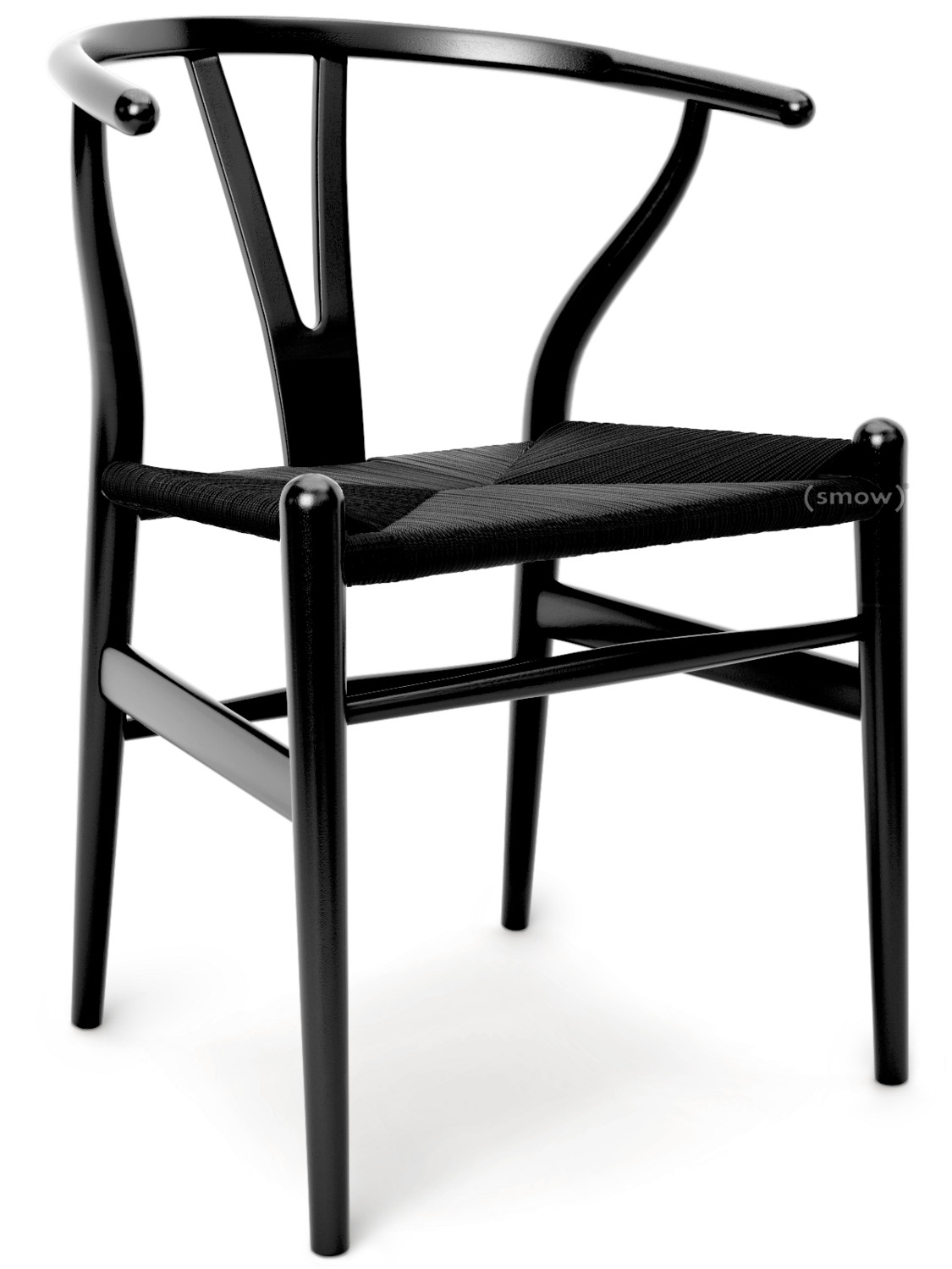 Carl Hansen Son Ch24 Wishbone Chair Black Lacquered Beech Black Mesh By Hans J Wegner 1950 Designer Furniture By Smow Com