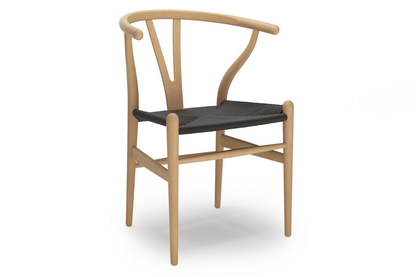 CH24 Wishbone Chair Lacquered beech|Black mesh