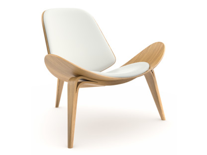 CH07 Shell Chair Lacquered oak|Leather white
