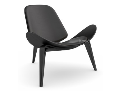CH07 Shell Chair Black lacquered oak|Leather anthracite
