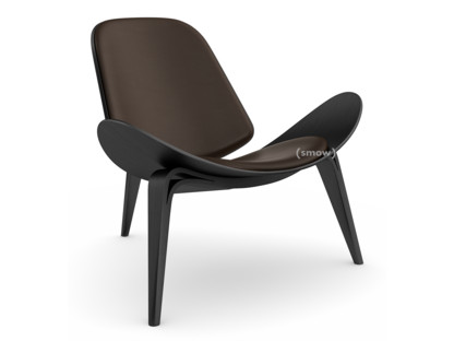 CH07 Shell Chair Black lacquered oak|Leather brown