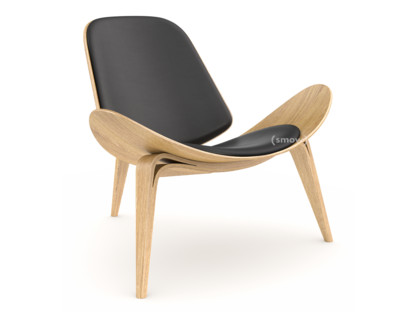 CH07 Shell Chair White oiled oak|Leather anthracite