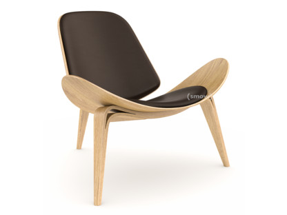 CH07 Shell Chair White oiled oak|Leather brown