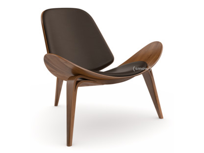 CH07 Shell Chair Lacquered walnut|Leather brown