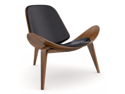 CH07 Shell Chair Lacquered walnut|Leather black