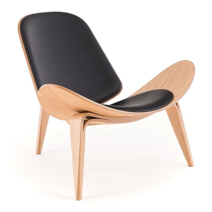 Carl Hansen Chairs carl hansen & søn ch07 shell chair, oiled oak, leather black Carl Hansen Chairs carl hansen & søn ch07 shell chair, oiled oak, leather black