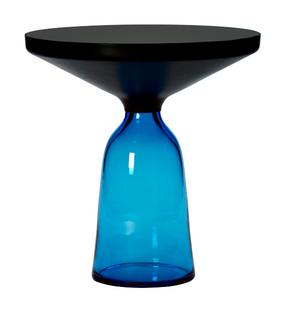 Bell Side Table Black burnished steel, clear varnish|Sapphire blue