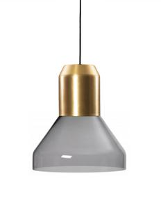 Bell Light Brass|Grey crystal glass, H 23 x ø 35 cm