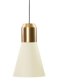Bell Light Brass|White fabric, H 35 x ø 32 cm