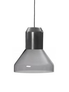 Bell Light Grey lacquered metal|Grey crystal glass, H 23 x ø 35 cm