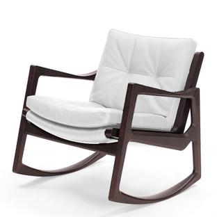 Euvira Rocking Chair Soft Brown stained oak|Classic leather white