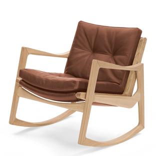 Euvira Rocking Chair Soft Oak|Classic leather cognac