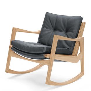 Euvira Rocking Chair Soft Oak|Classic leather grey