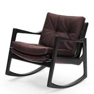 Euvira Rocking Chair Soft Black stained oak|Classic leather chocolate