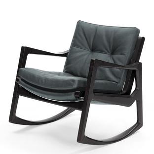 Euvira Rocking Chair Soft Black stained oak|Classic leather grey