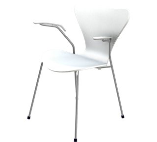 Series 7 Armchair 3207 46 cm|Lacquer|White