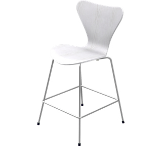 Series 7 Bar Stool 3187/3197 64 cm|Coloured ash|White