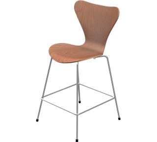 Series 7 Bar Stool 3187/3197 64 cm|Clear varnished wood|Cherry nature
