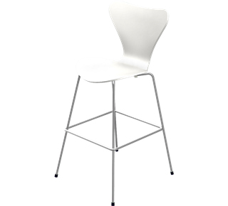 Series 7 Bar Stool 3187/3197 76 cm|Lacquer|White