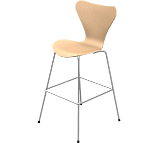 Series 7 Bar Stool 3187/3197 76 cm|Clear varnished wood|Natural beech