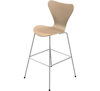 Series 7 Bar Stool 3187/3197 76 cm|Clear varnished wood|Natural oak