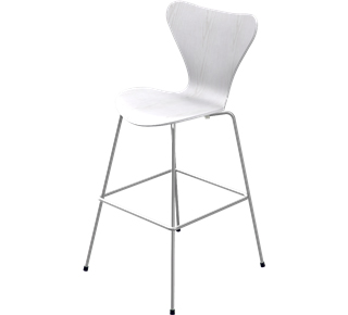 Series 7 Bar Stool 3187/3197 76 cm|Coloured ash|White