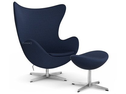 Egg Chair Christianshavn|Christianshavn 1155 - Dark blue|Satin polished aluminium|With footstool