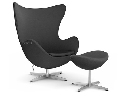 Egg Chair Christianshavn|Christianshavn 1172 - Grey Uni|Satin polished aluminium|With footstool