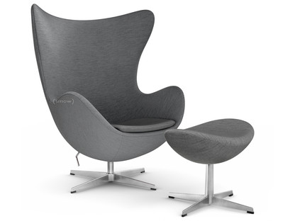 Egg Chair Christianshavn|Christianshavn 1171 - Light Grey|Satin polished aluminium|With footstool